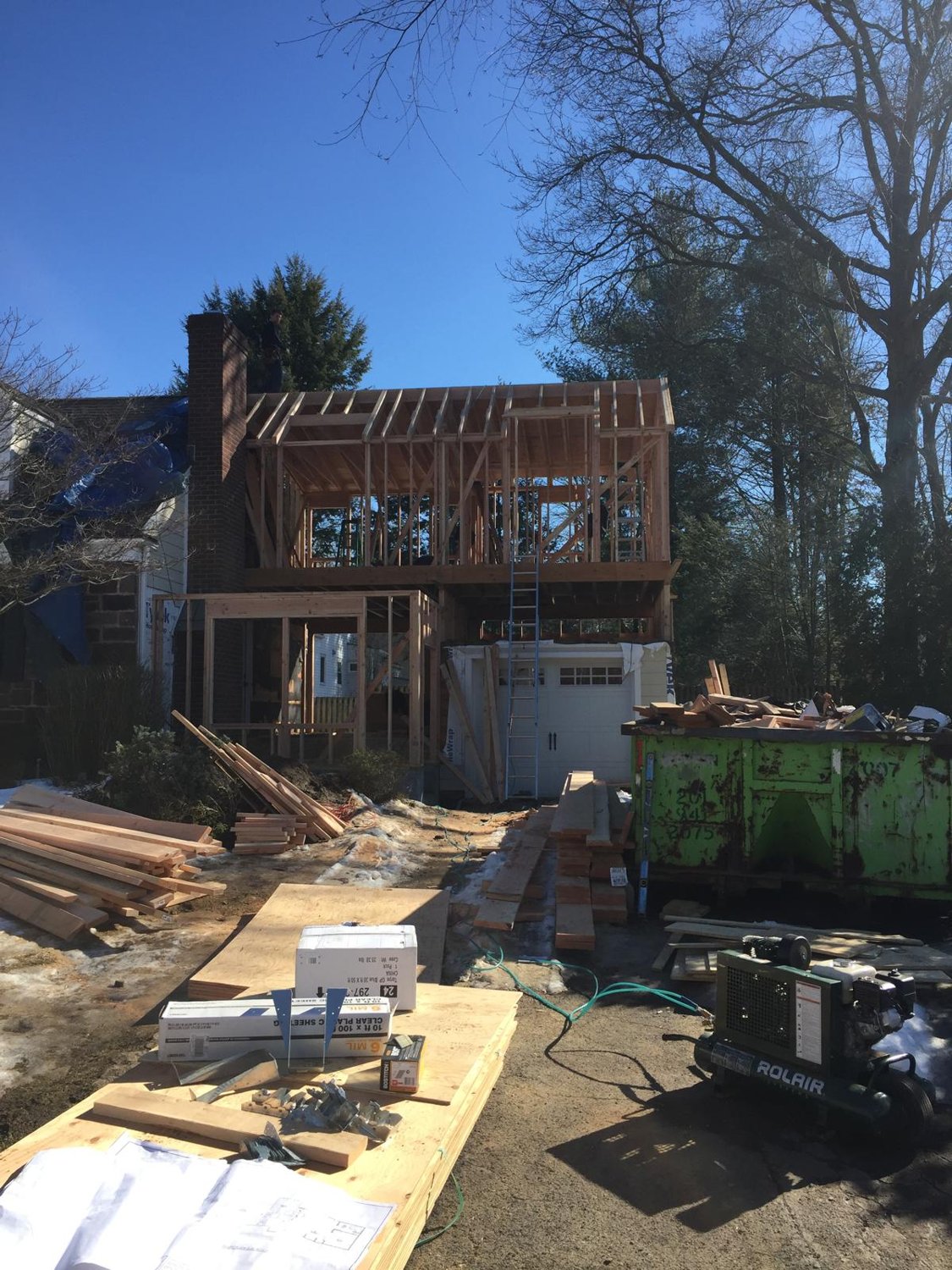 Bergen Remodeling crew framing second story addition Bergen County NJ