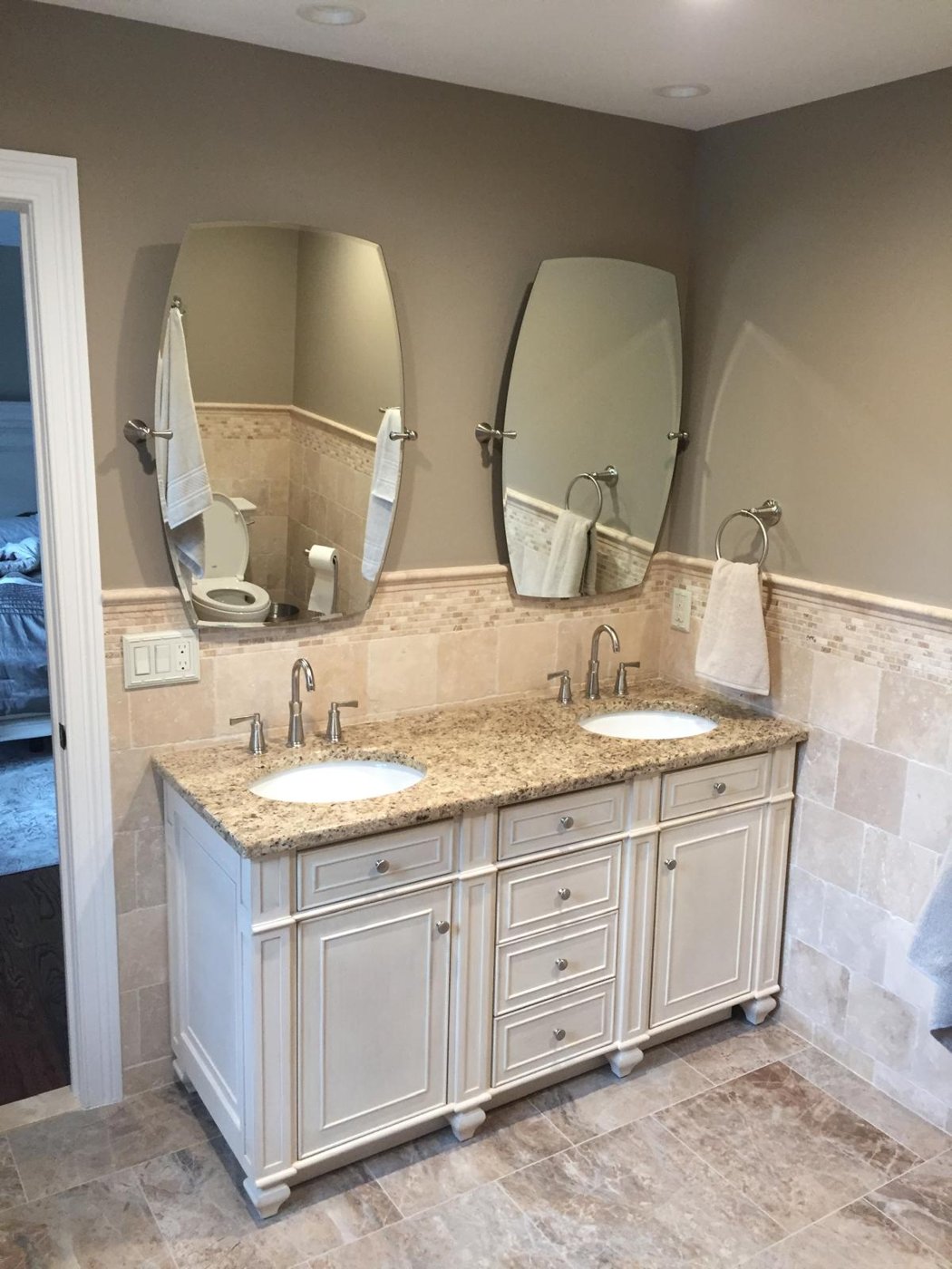 Custom double vanity master bathroom Bergen County NJ Bergen Remodeling