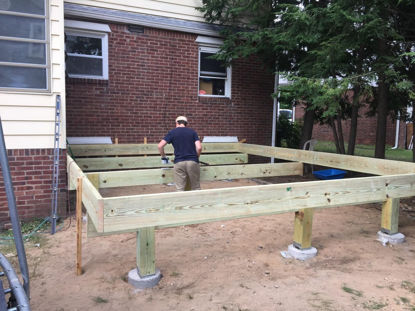Elevated deck framing on engineered footings Bergen County NJ Bergen Remodeling