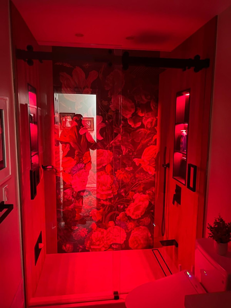 Master bathroom shower with tunable romantic accent lighting Bergen County NJ Bergen Remodeling